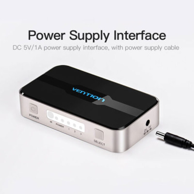 VENTION AFFH0 3 In 1 Out HDMI Switcher Gray image of VENTION AFFH0 3 In 1 Out HDMI Switcher Gray with Spec and Price in BDT