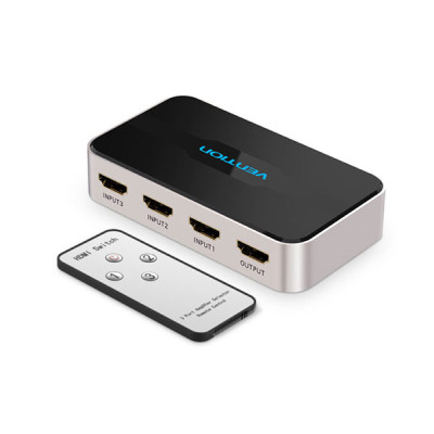 VENTION AFFH0 3 In 1 Out HDMI Switcher Gray image of VENTION AFFH0 3 In 1 Out HDMI Switcher Gray with Spec and Price in BDT