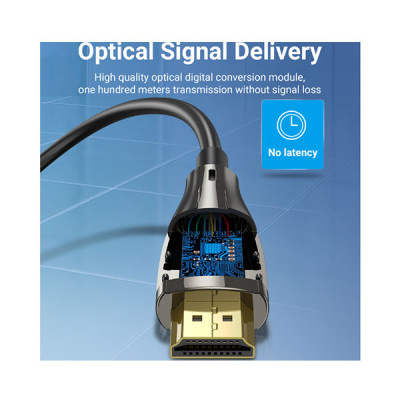 image of Vention ALABX 4K/60Hz Fiber Optic HDMI Cable 50M Black with Spec and Price in BDT