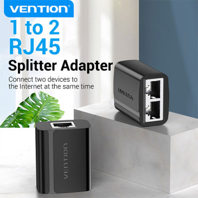 image of VENTION IPTB0 1 to 2 RJ45 Splitter Adapter Black with Spec and Price in BDT