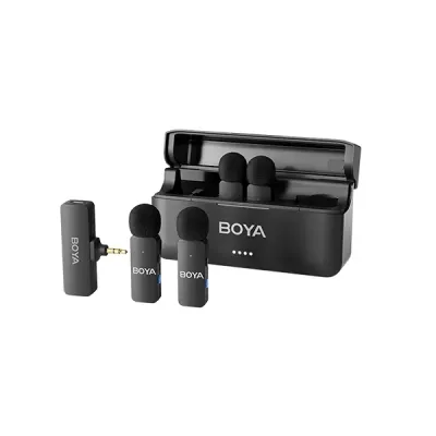 image of BOYA BY-V4 4-Channel Noise Cancellation Mini Wireless Microphone with 3.5mm Converter with Spec and Price in BDT