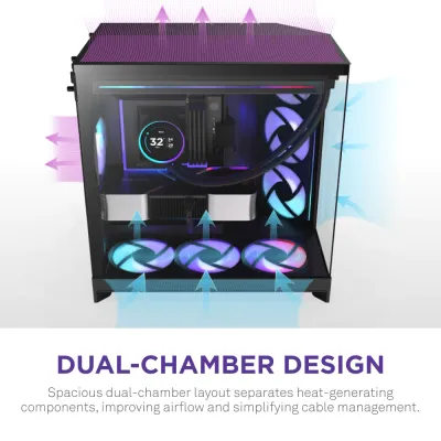 image of NZXT H9 Flow RGB+ (2025) Dual-Chamber Mid-Tower ATX Airflow Casing - Black with Spec and Price in BDT