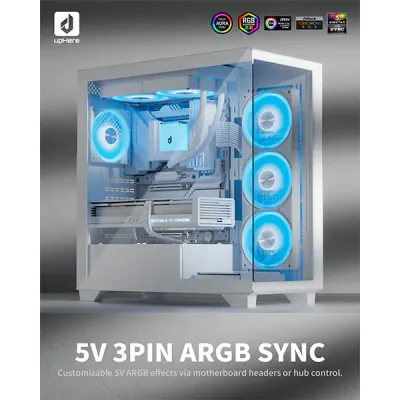 image of upHere E240TC 240mm AIO Liquid CPU Cooler - White with Spec and Price in BDT
