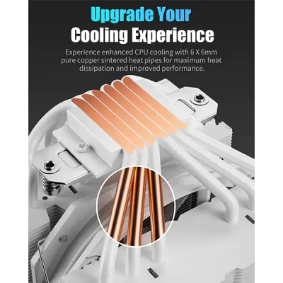 image of upHere UE2TC6 ARGB CPU Air Cooler - White with Spec and Price in BDT