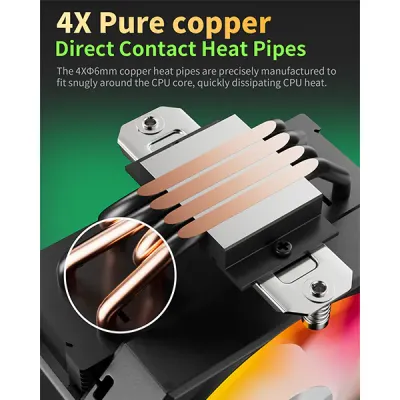 image of upHere UP1KC4C ARGB CPU Air Cooler - Black with Spec and Price in BDT