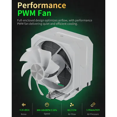 image of upHere UP1T4 CPU Air Cooler - White with Spec and Price in BDT