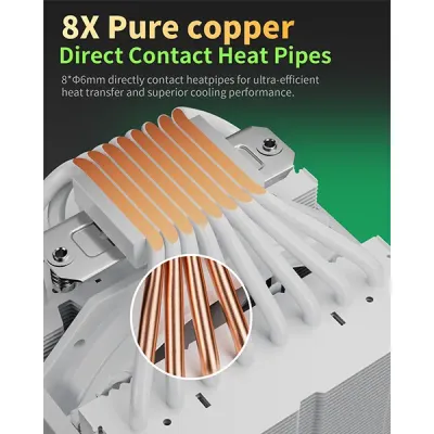 image of upHere UP2TC8C ARGB CPU Air Cooler - White with Spec and Price in BDT
