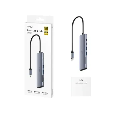 image of CUDY UH407 7-In-1 HDMI SD/TF 4K USB-C Hub with Spec and Price in BDT