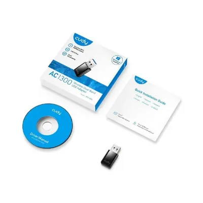 image of CUDY WU1300 AC1300 Dual Band Wireless Mini USB WiFi Adapter with Spec and Price in BDT