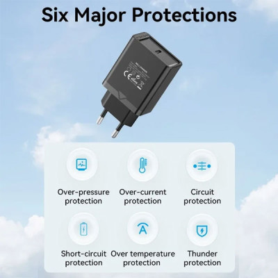 image of VENTION FAIB0-EU 1-port USB-C Wall Charger(30W) EU-Plug Black with Spec and Price in BDT