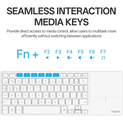 image of Rapoo E900T Portable Wireless Keyboard with Touchpad - White with Spec and Price in BDT
