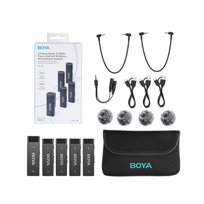 image of Boya BY-W4 Ultra-Compact Four-Channel 2.4GHz Wireless Microphone System with Spec and Price in BDT