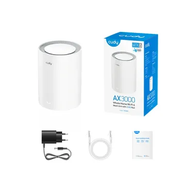 image of Cudy M3000 (White) 1-Pack AX3000 2.5G Dual Band Wi-Fi 6 Mesh System Router with Spec and Price in BDT