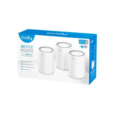 image of Cudy M3000 (White) 3-Pack AX3000 2.5G Dual Band Wi-Fi 6 Mesh System Router with Spec and Price in BDT
