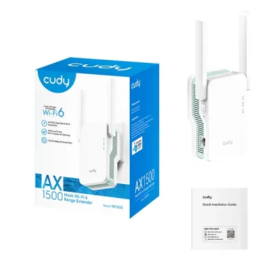 image of CUDY RE1500 AX1500 Dual Band Wi-Fi 6 Mesh System Range Extender with Spec and Price in BDT