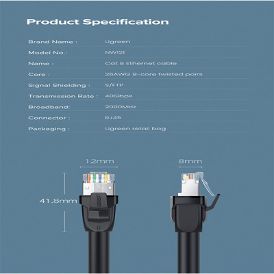 image of UGREEN NW121 (70172) Copper Patch Cord - 5M with Spec and Price in BDT