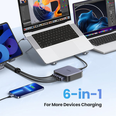 image of UGREEN Nexode CD271 (40914) 6-Port 200W GaN Desktop Charger with Spec and Price in BDT