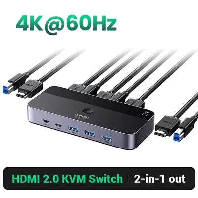 image of UGREEN CM664 (15707) 2 In 1 Out 4K HDMI KVM Switch with Spec and Price in BDT