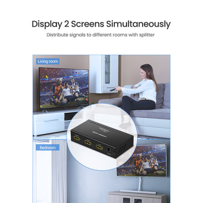 image of UGREEN 40201 HDMI Female to Female Black Splitter with Spec and Price in BDT
