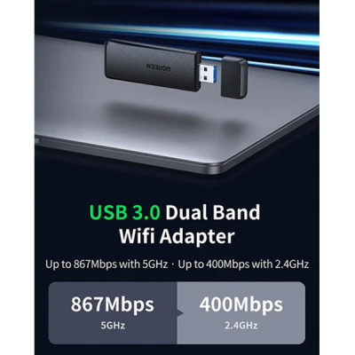 image of UGREEN CM492 (50340) AC1300 Dual Band Wireless USB Adapter with Spec and Price in BDT
