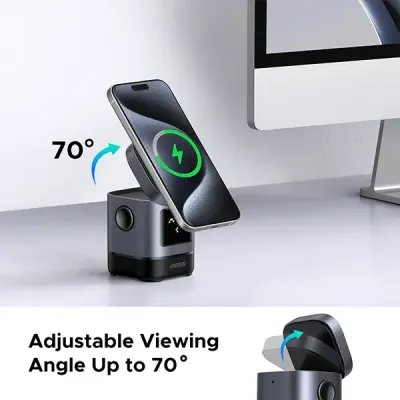image of UGREEN W709 (45775) 2-in-1 20W Magnetic Wireless Charger with Spec and Price in BDT