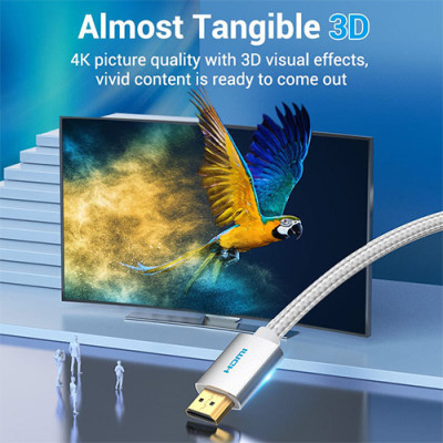 image of VENTION AABII 4K Cotton Braided HDMI Cable - 3M with Spec and Price in BDT