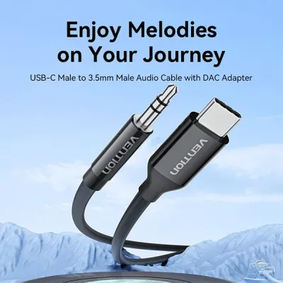 image of VENTION BIFBF USB-C Male to 3.5mm Male Audio Cable with DAC Adapter - 1M with Spec and Price in BDT