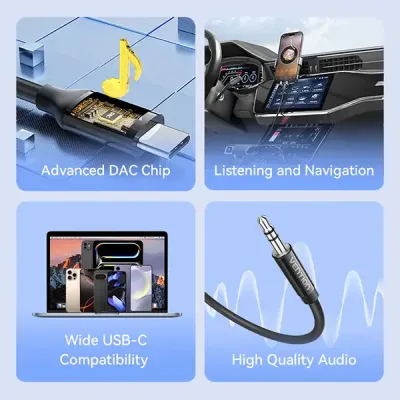 image of VENTION BIFBF USB-C Male to 3.5mm Male Audio Cable with DAC Adapter - 1M with Spec and Price in BDT
