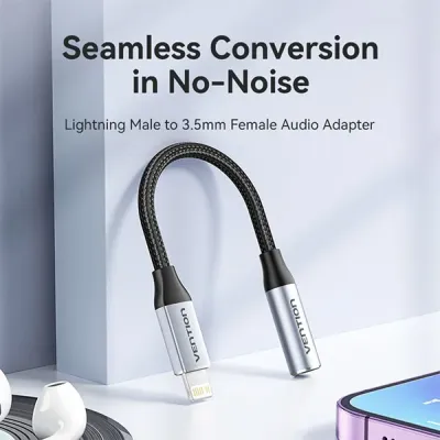 image of VENTION BMBHA Lightning to 3.5 mm Earphone Jack Adapter with Spec and Price in BDT