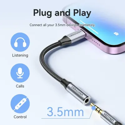 image of VENTION BMBHA Lightning to 3.5 mm Earphone Jack Adapter with Spec and Price in BDT
