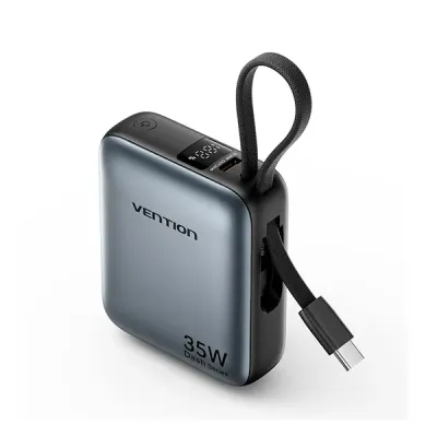 image of VENTION FHFH0 35W 10000mAh Mini Power Bank with Built-in USB-C & Lightning Cable with Spec and Price in BDT