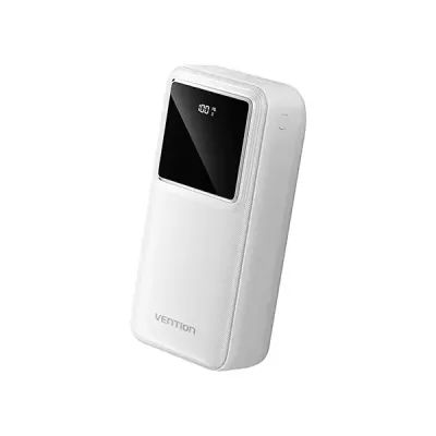 image of Vention FHMW0 30000mAh 22.5W LED Display Power Bank - White with Spec and Price in BDT