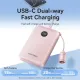 VENTION FKAN0-C 22.5W 10000mAh LED Display Power Bank with Built-in USB-C to C Cable - Beige