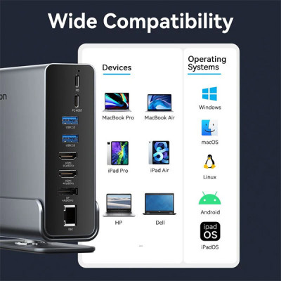 image of VENTION TPUH0 Multifunction 15-in-1 Docking Station with Spec and Price in BDT