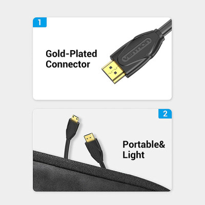 image of VENTION VAA-D02-B300 Mini HDMI Cable - 3M with Spec and Price in BDT