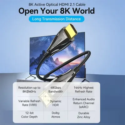 image of VENTION ALBBS Optical 8K Male to Male HDMI Cable - 25M with Spec and Price in BDT