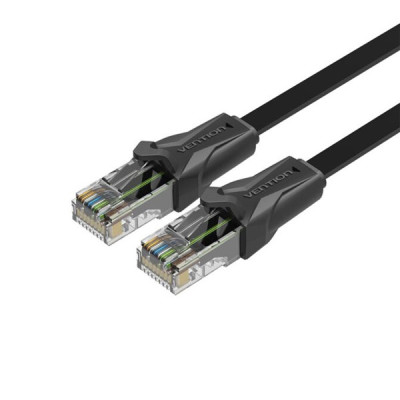 image of VENTION IBABN Flat CAT6 UTP Patch Cord Cable 15M Black with Spec and Price in BDT