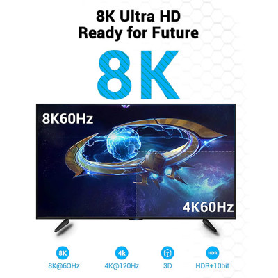 image of Vention AANBI 8K HDMI Cable - 3M with Spec and Price in BDT