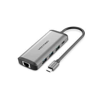 image of VENTION CNDHB Type-C to HDMI/USB3.0*3/RJ45/TF/SD/PD Converter with Spec and Price in BDT